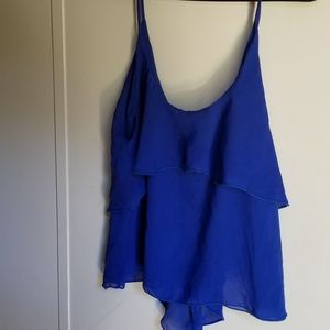 Crop sheer royal blue top
